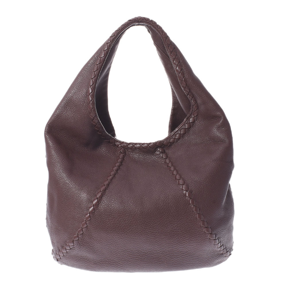 BOTTEGA VENETA Cervo Shoulder Bag Brown Intrecciato Lambskin